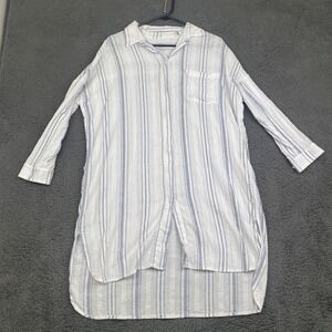 Esby Dress Womens Small White Cotton  Stripe Cottage Casual Lagen